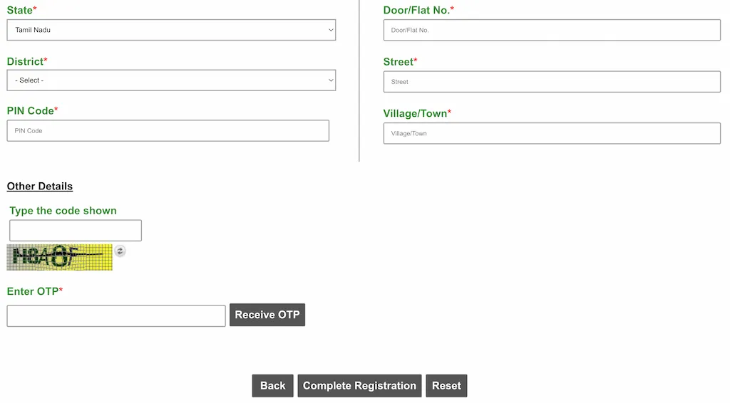 Registration Process on TNREGINET