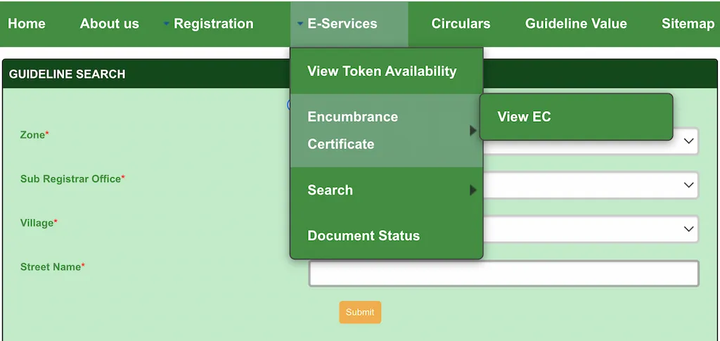 Encumbrance Certificate View